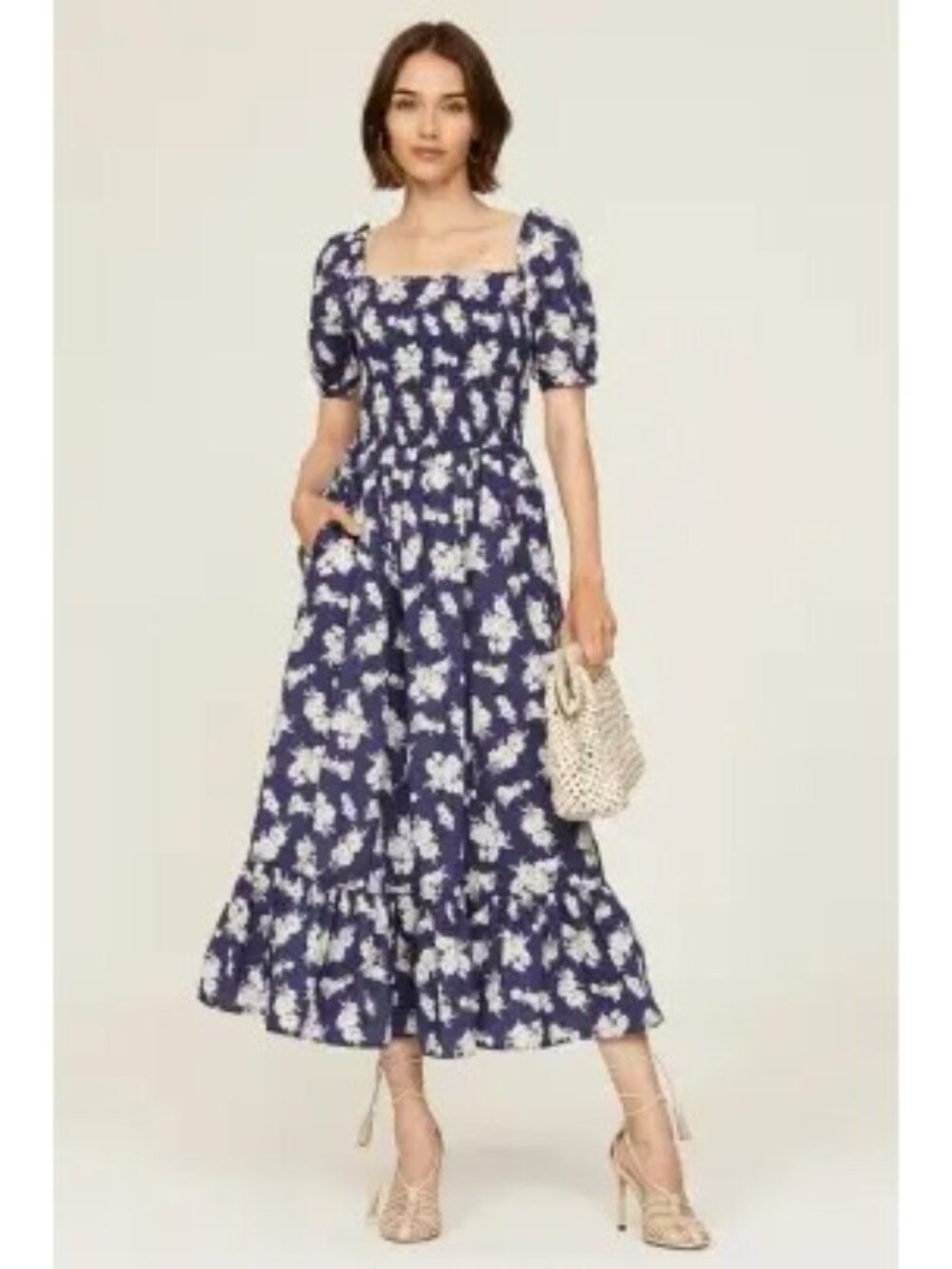 R-97.  Polo Ralph Lauren Blue Floral Day Dress XL